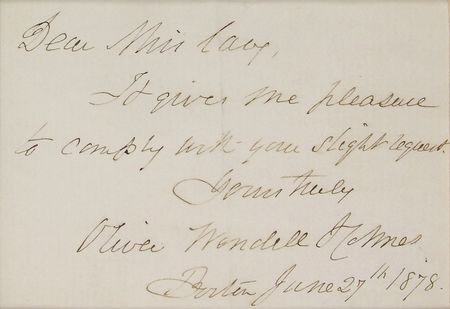 Lot #934 Oliver Wendell Holmes, Sr Signature - Image 2