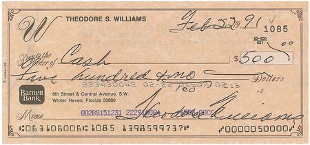 Lot #1704 Ted Williams Checks - Image 1