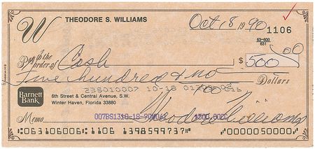Lot #1704 Ted Williams Checks - Image 2