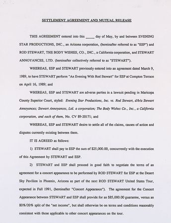 Lot #1251 Rod Stewart Signed Document - Image 1