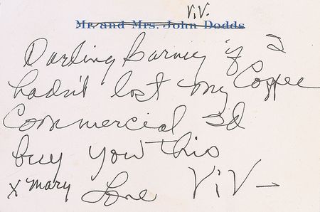 Lot #1477 Vivian Vance Signed Note - Image 1