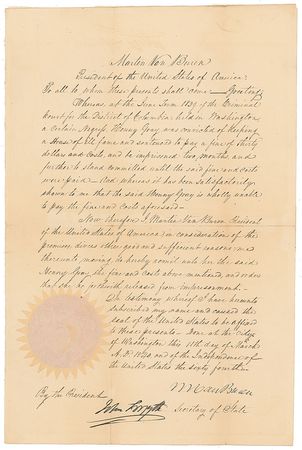 Lot #17 Martin Van Buren: “A certain Negress,