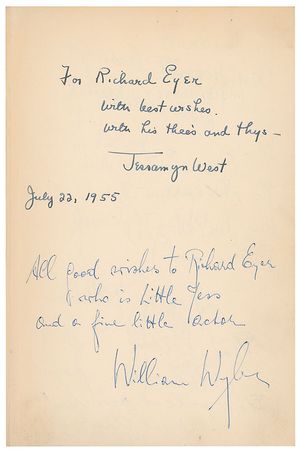 Lot #1297 Gary Cooper: Friendly Persuasion: Inscribed by the cast and presented to a child actor?including a Cooper cowboy sketch - Image 3