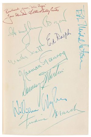 Lot #1295 Humphrey Bogart: The Desperate Hours: Extraordinary cast-signed book, featuring Bogart in his penultimate film - Image 1