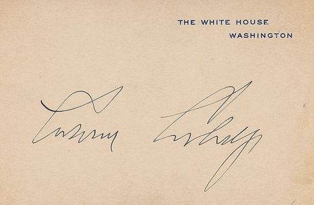 Lot #430 Calvin and Grace Coolidge White House Card - Image 1