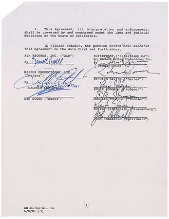 Lot #1258 Supertramp Signed Document - Image 2