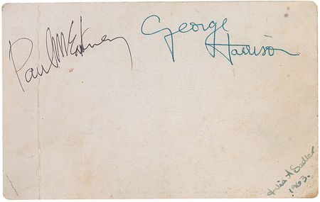 Lot #1054 Beatles: McCartney and Harrison Promo Card - Image 1