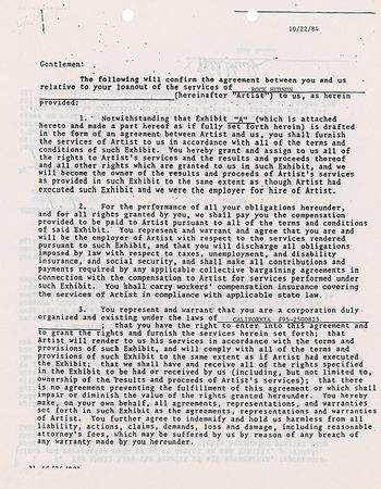 Lot #1407 Rock Hudson Signed Document - Image 1