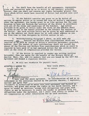 Lot #1407 Rock Hudson Signed Document - Image 2
