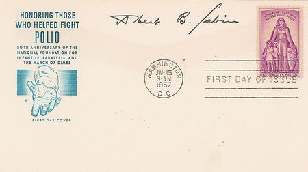 Lot #402 Jonas Salk and Albert Sabin First Day Covers - Image 1