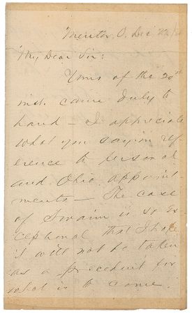 Lot #34 James A. Garfield Handwritten Letter