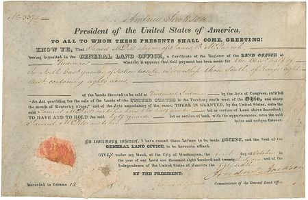 Lot #15 Andrew Jackson Signed Document