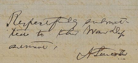 Lot #28 Abraham Lincoln: Lincoln submits a