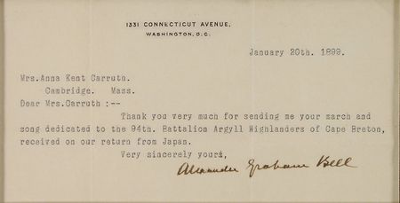 Lot #179 Alexander Graham Bell: Accepting a march for his homeland?s ?94th. Battalion Argyll Highlanders? - Image 2