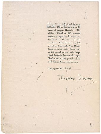 Lot #842 Theodore Dreiser Book - Image 1