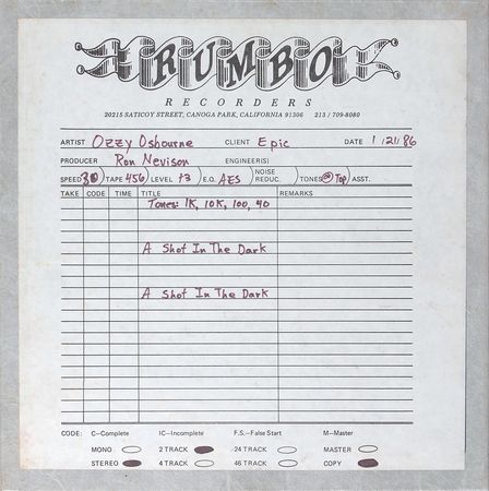 Lot #653 Ozzy Osbourne: Shot in the Dark - Image 1