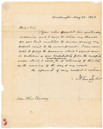 Lot #16 John Tyler: Rare ALS as president with
