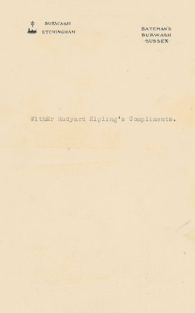 Lot #1610 Rudyard Kipling Signature - Image 2