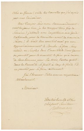 Lot #386 Francois Christophe de Kellermann: Important letter on the ?evil subjects of the Emigres who are roving through the Palatine villages attempting to taint and debauch my soldiers? - Image 3