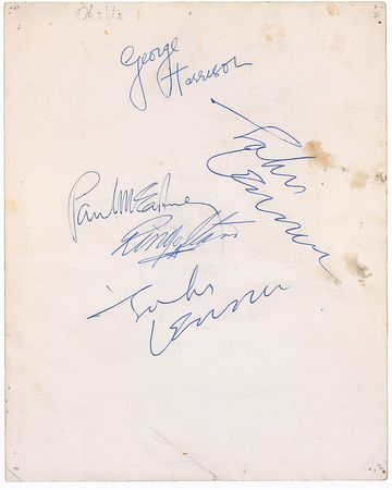 Lot #734 Beatles: 1963 Valex photo signed for a waitress who spilled Coca-Cola on Paul?s pants - Image 1
