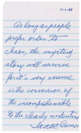 Lot #609 Isaac Asimov: “The mystery story will survive for its very essence is the conversion of the incomprehensible to the clearly understood” - Image 1