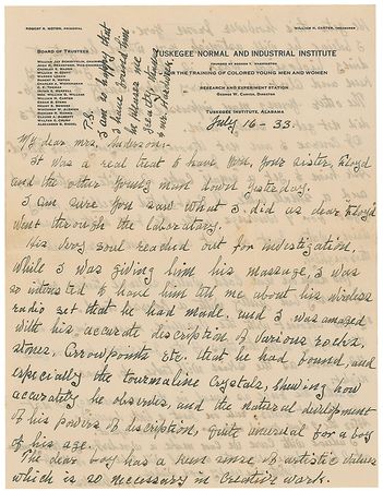 Lot #189 George Washington Carver Handwritten Letter Signed - Image 1