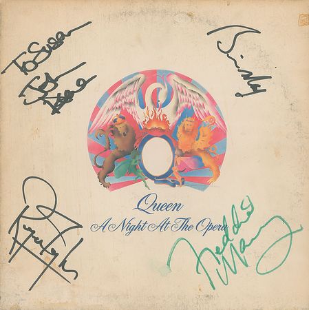 Lot #768 Queen: A Night at the Opera signed during a rare 1976 in-store appearance - Image 1