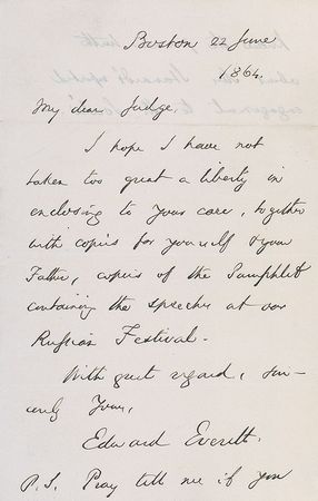 Lot #313 Edward Everett Handwritten Letter Signed - Image 1