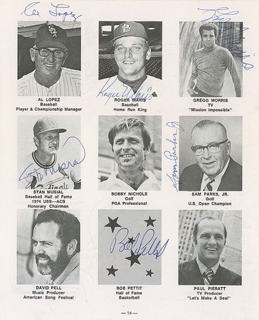Lot #1476 Roger Maris and Stan Musial Program Page - Image 1