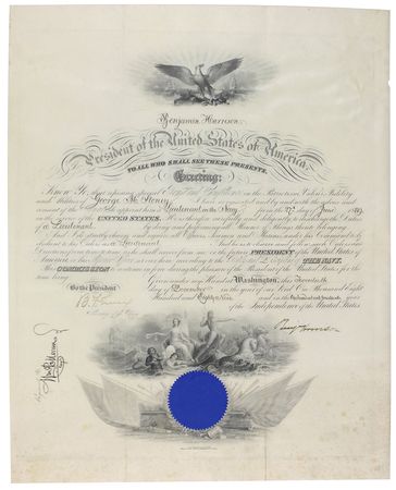 Lot #48 Benjamin Harrison Signed Document - Image 1