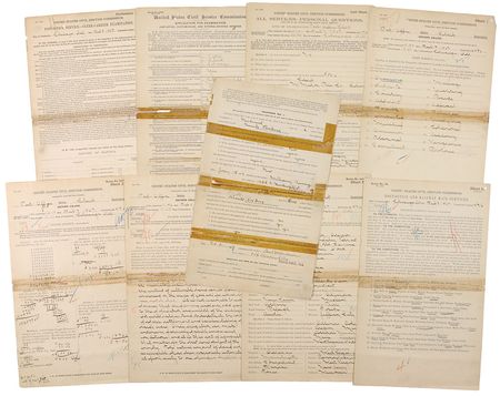 Lot #1309 Knute Rockne: Saving up to attend Notre Dame, Rockne completes a lengthy postal clerk exam - Image 1