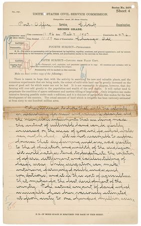 Lot #1309 Knute Rockne: Saving up to attend Notre Dame, Rockne completes a lengthy postal clerk exam - Image 9