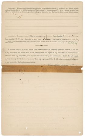 Lot #1309 Knute Rockne: Saving up to attend Notre Dame, Rockne completes a lengthy postal clerk exam - Image 13
