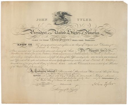 Lot #17 John Tyler Signed Document