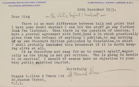 Lot #596 George Bernard Shaw Typed Letter Signed - Image 2