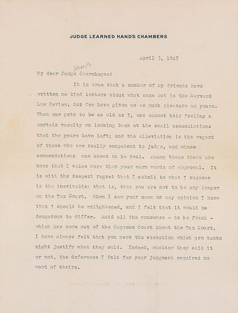 Lot #321 Learned Hand Typed Letter Signed - Image 1