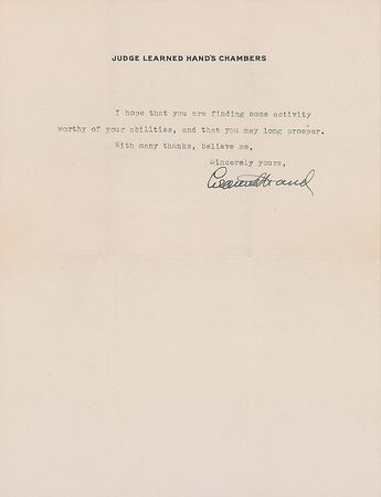 Lot #321 Learned Hand Typed Letter Signed - Image 2
