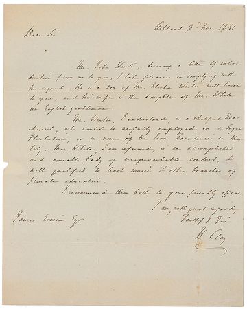 Lot #197 Henry Clay: Recommending an ironworker and music teacher - Image 1