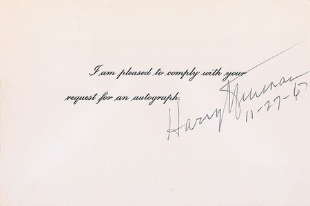 Lot #102 Harry S. Truman Signed Photograph and Signature - Image 2