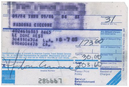 Lot #858 Madonna and Sean Penn Receipts - Image 2