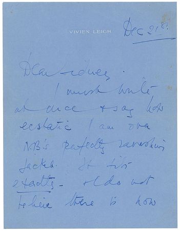 Lot #981 Vivien Leigh Handwritten Letter Signed - Image 1