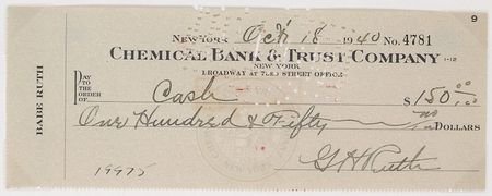 Lot #1314 Babe Ruth Check - Image 2