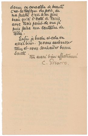 Lot #584 Camille Pissarro: ?With three points of view I can do a hundred paintings. In sum, I?m really giving it the gun and it?s going pretty well? - Image 2