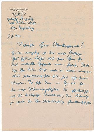 Lot #262 Max Planck Handwritten Letter Signed - Image 1