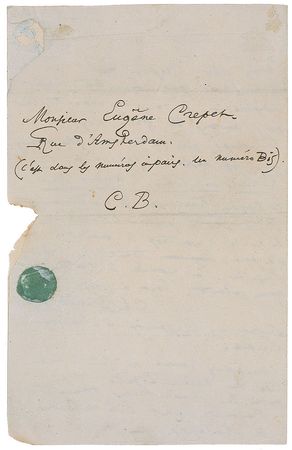 Lot #535 Charles Baudelaire: The symbolist pioneer requests a copy of the Collection of Masterpieces of French Poetry for a fellow novelist - Image 2