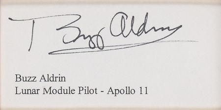 Lot #436 Buzz Aldrin Flown Kapton Foil and Signature - Image 2