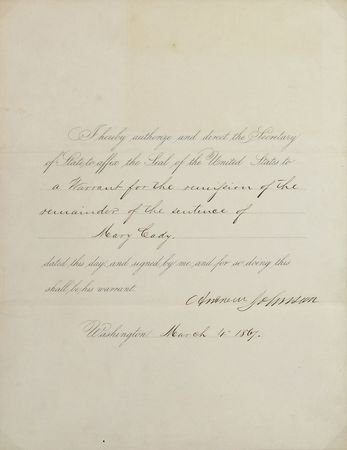 Lot #32 Andrew Johnson Signed Document - Image 2