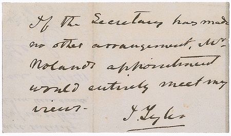 Lot #18 John Tyler Endorsement