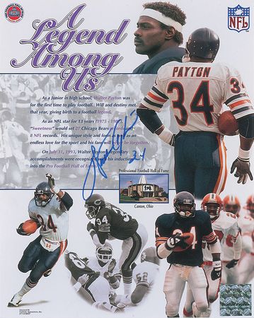 Lot #1518 Walter Payton Signed Photograph and Signature - Image 1
