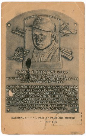 Lot #1291 Jimmie Foxx: Exceptionally desirable Albertype Hall of Fame card - Image 2